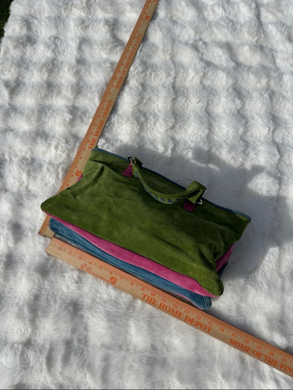 Claudia Firenze Italian leather suede purse handbag pink green blue - Picture 6 of 14